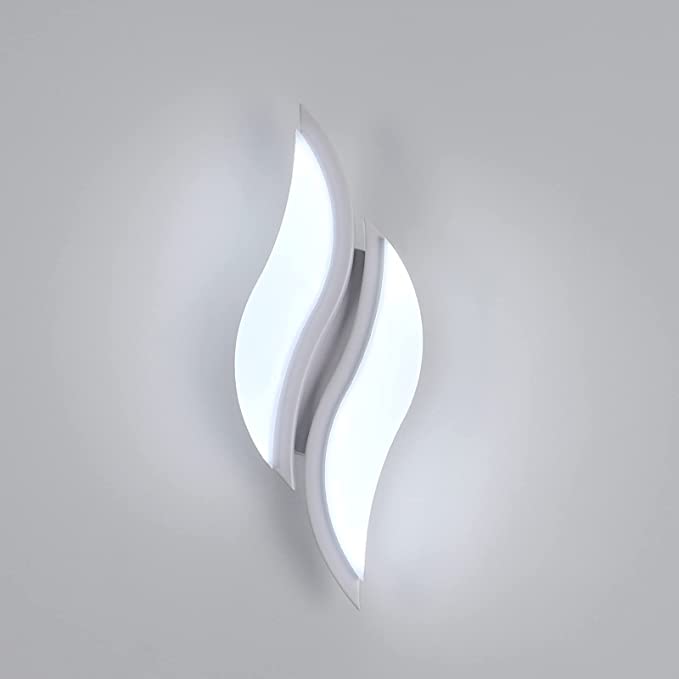 Lámpara de pared LED para interiores, lámpara de pared moderna, 20 W, 2300 lm, iluminación acrílica, lámpara de pared para sala de estar, dormitorio, escalera, luz blanca fría de 6500 K, color blanco