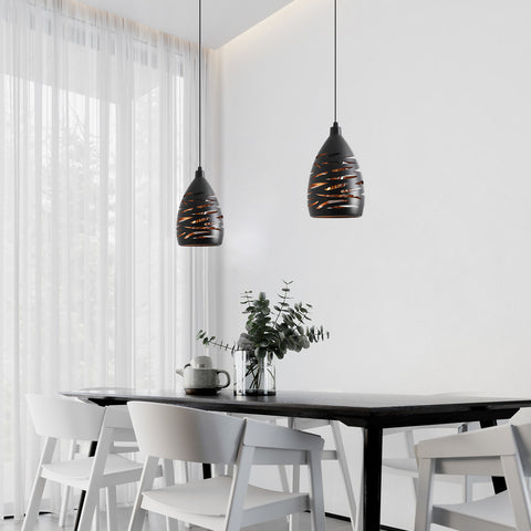 Nowoczesna lampa wisząca LED, przemysłowy pusty rzeźbiony żyrandol, lampa sufitowa wisiorek z metalową klatką czarny abażur lampa E27 do salonu kuchnia przedpokój restauracja Loft Cafe Bar
