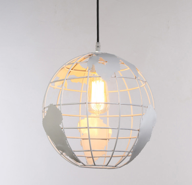 Lampa wisząca w kształcie kuli, lampy wiszące Vintage Industri w stylu żelaznej kuli, lampa sufitowa do salonu, jadalni, korytarza, restauracji (biała) bez żarówki