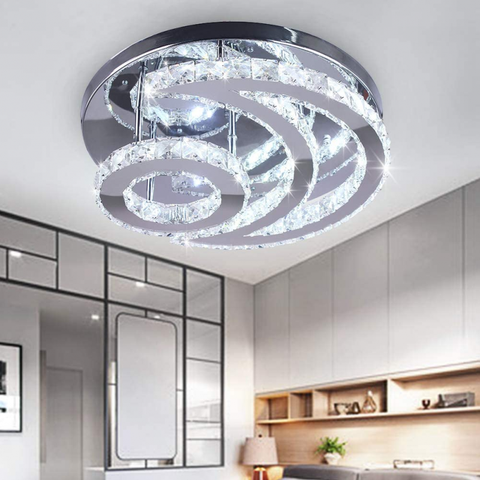 Kryształowa lampa sufitowa LED nowoczesna okrągła lampa sufitowa z możliwością przyciemniania 3000 K/4000 K/6000 K do salonu sypialnia jadalnia biuro