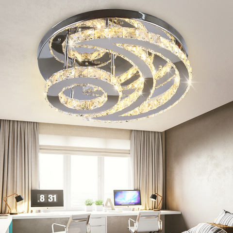 Kryształowa lampa sufitowa LED nowoczesna okrągła lampa sufitowa z możliwością przyciemniania 3000 K/4000 K/6000 K do salonu sypialnia jadalnia biuro