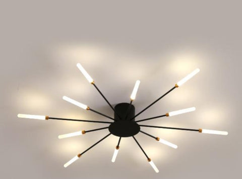 Lampa sufitowa LED Nowoczesna lampa w kształcie fajerwerków Kreatywny szykowny żyrandol wiszący Kryty prosty salon, czarny