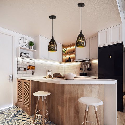 Lampa wisząca w stylu vintage, E27 czarno-złota konstrukcja z wycięciem 120 cm metalowy żyrandol wiszący, żyrandol w stylu industrialnym, lampa wisząca do salonu, sypialni, kawiarni, baru, restauracji