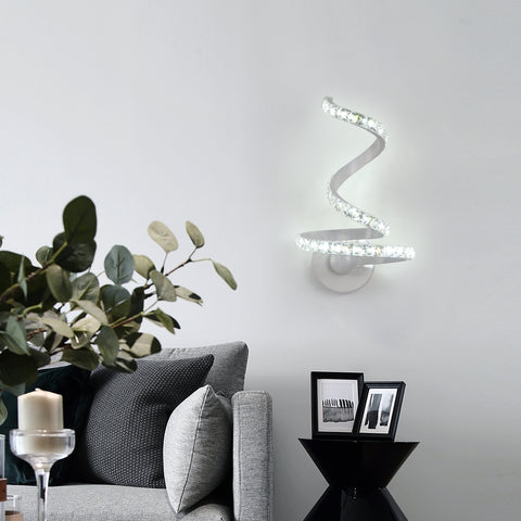 Kryształowa lampa ścienna, 18W kinkiet wewnętrzny LED, nordycka kryształowa lampa ścienna do sypialni, lampka nocna, zimna biel