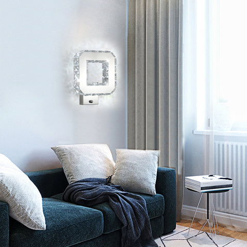 Kryształowa lampa ścienna 12W 1080lm Nowoczesna kryształowa lampa ścienna LED Dekoracja ścienna Oprawa oświetleniowa do sypialni Jadalnia Przedpokój Zimna biel 6000K