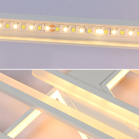 Plafoniera Lampadario LED Dimmerabile with Telecomando, Moderna Lampada Da Soffitto Quadrata A 3 Strati 50W Acrilico Montaggio A Incasso Plafoniere for Sala da Pranzo Soggiorno Cucina Officio