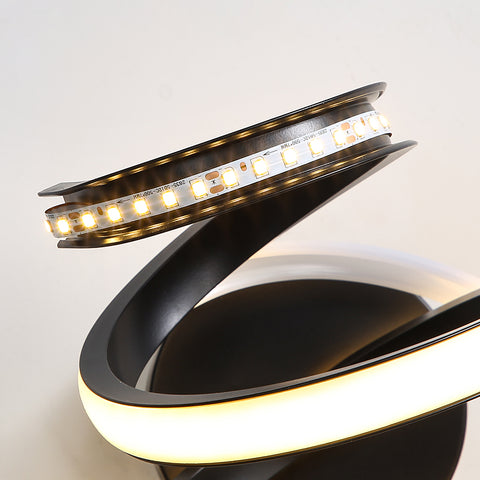 Kinkiet Led 21W Czarna spirala Prosta nowoczesna kreatywność Aluminiowa metalowa kinkiet 3000K Wewnętrzna kinkiet Nadaje się do sypialni, korytarza, salonu, baru
