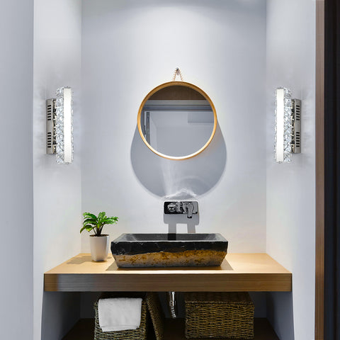 Kinkiet LED, nowoczesny kryształowy kinkiet, liniowy design, 6000K zimne światło oświetlenie wewnętrzne ściany, do łazienki salon sypialnia kuchnia korytarz restauracja