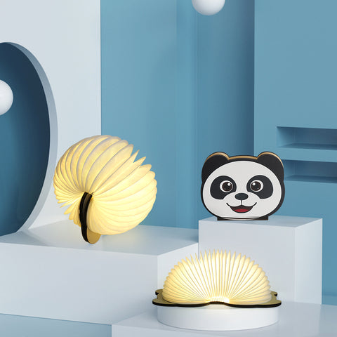 Składana lampka LED Goeco, wielokolorowe lampki nocne z pandą rysunkową, składana lampka USB z możliwością ładowania