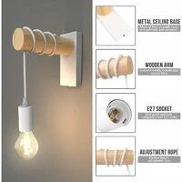 1 szt. Biała lampa ścienna w stylu europejskim sypialnia lampka nocna do nauki kinkiet retro kinkiet z drewna artystyczna dekoracja kinkiet bez żarówki