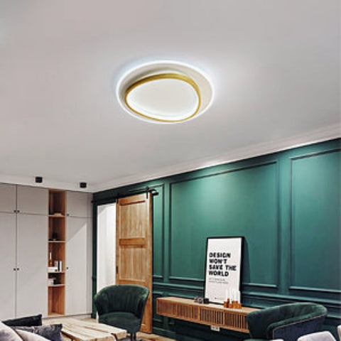 Nowoczesna lampa sufitowa LED, 40W 2700-6500K Ściemnialna lampa sufitowa LED z pilotem, okrągła, częściowo wpuszczana lampa sufitowa do sypialni, salonu, biura, gabinetu (średnica 40CM, biała i złota)