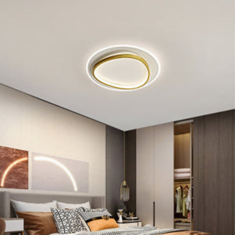 Nowoczesna lampa sufitowa LED, 40W 2700-6500K Ściemnialna lampa sufitowa LED z pilotem, okrągła, częściowo wpuszczana lampa sufitowa do sypialni, salonu, biura, gabinetu (średnica 40CM, biała i złota)