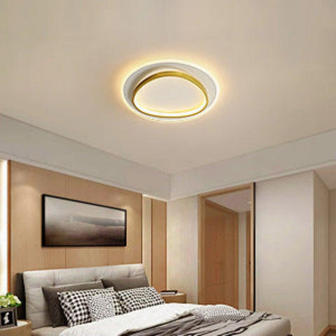 Nowoczesna lampa sufitowa LED, 40W 2700-6500K Ściemnialna lampa sufitowa LED z pilotem, okrągła, częściowo wpuszczana lampa sufitowa do sypialni, salonu, biura, gabinetu (średnica 40CM, biała i złota)