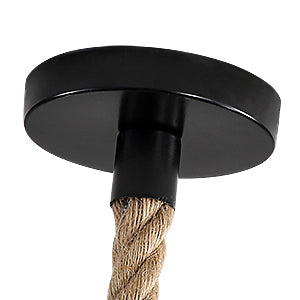 Żyrandol ze sznurka konopnego GOECO, retro czarna metalowa lampa wisząca, wiejskie żyrandole wiszące, lampa sufitowa do przedpokoju E27 Oprawa oświetleniowa do salonu Sypialnia udekoruj dom 220V