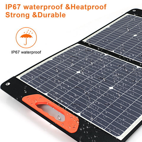 Składany przenośny panel słoneczny o mocy 75 W, 3 porty DC/PD 45 W/QC3.0/USB Kompatybilny z większością przenośnych generatorów słonecznych/elektrowni/telefonów/laptopów do podróży/kempingu/rv