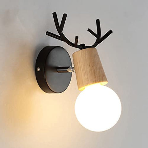 2 szt. Lampa ścienna retro, kreatywny projekt poroża drewniana kinkiet, metalowe oświetlenie ścienne w stylu vintage, regulowane kinkiety wewnętrzne do salonu, sypialni, przedpokoju, nowoczesna dekoracja