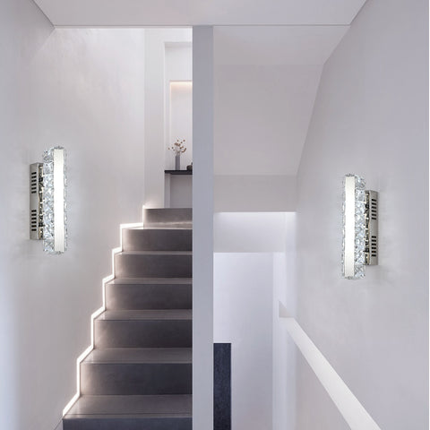 Kinkiet LED, nowoczesny kryształowy kinkiet, liniowy design, 6000K zimne światło oświetlenie wewnętrzne ściany, do łazienki salon sypialnia kuchnia korytarz restauracja