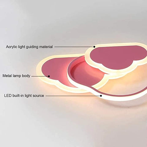 Lampa sufitowa LED, kreatywna lampa sufitowa chmurka, 32W 2700lm 42cm, z pilotem ściemnialnym 3000K, nowoczesna różowa lampa sufitowa kinkiet do salonu, przedpokoju i pokoju dziecięcego