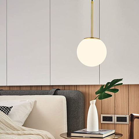 Żyrandol LED do sypialni Nordic pojedyncza głowica osobowość szklana kula lampa sufitowa postmodernistyczna prosta kreatywna lampa wisząca dekoracja jadalni w domu oświetlenie wewnętrzne (żarówka nie jest dołączona)