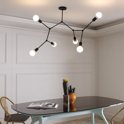 Lampa sufitowa E27, żyrandole z wieloma głowicami, czarne nowoczesne oświetlenie do salonu, sypialni