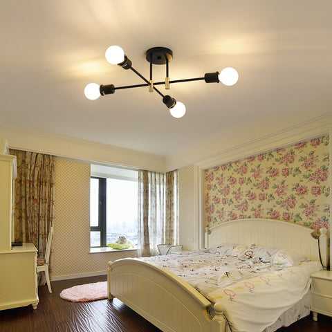 Nowoczesny żyrandol Sputnik, 4-punktowa przemysłowa lampa wisząca, lampa sufitowa E27 do montażu częściowo podtynkowego do jadalni, salonu, kuchni, biura, kawiarni, restauracji (żarówka nie jest dołączona)