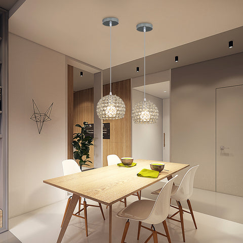 Nowoczesny żyrandol kryształowy Nowoczesna lampa wisząca żyrandol E27 Chromowana oprawa oświetleniowa wisząca z regulowanym kablem o długości 120 cm Nadaje się do kuchni, sypialni, biura, salonu (żarówka nie jest dołączona)