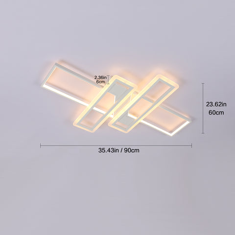 Plafoniera Lampadario LED Dimmerabile with Telecomando, Moderna Lampada Da Soffitto Quadrata A 3 Strati 50W Acrilico Montaggio A Incasso Plafoniere for Sala da Pranzo Soggiorno Cucina Officio
