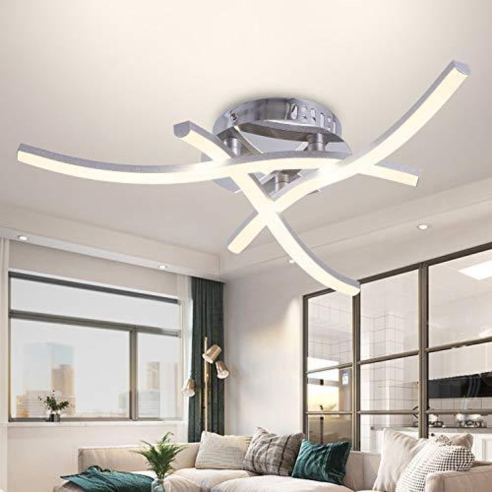Lampa sufitowa LED o nowoczesnym designie, lampa sufitowa w kształcie fali, ciepła biel 3000 K, zintegrowane diody LED 18 W 1600 lm, nowoczesny żyrandol do salonu, sypialni, jadalni