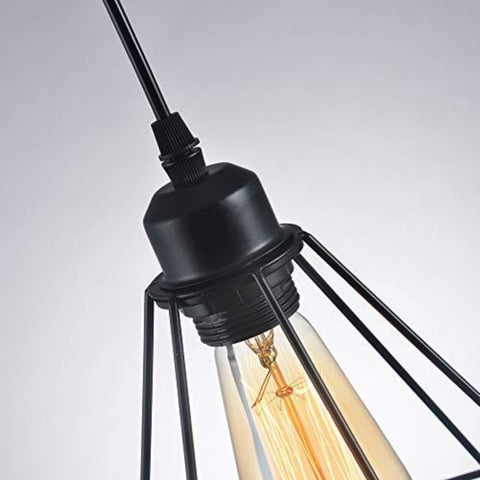 Przemysłowa lampa wisząca E27 Czarna przemysłowa lampa sufitowa Maksymalnie 60 W Kreatywna konstrukcja z żelaznej klatki Czarny żyrandol Nadaje się do restauracji, balkonów, barów, korytarzy, kawiarni (bez żarówki)