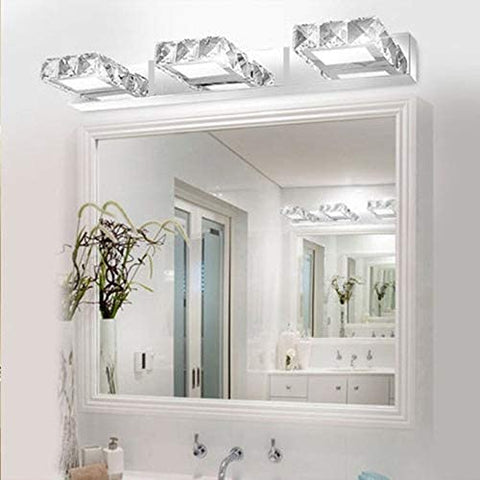 Kinkiet Reflektory Kryształowe lustro LED 3W 5500k Stal nierdzewna Lampa akrylowa IP44 Wodoodporna i przeciwmgielna (srebrna), 16x5cm