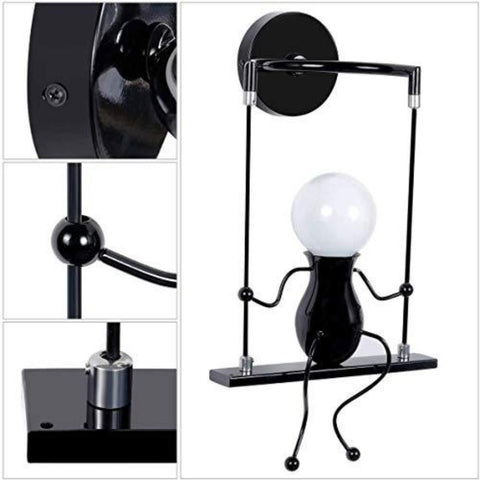 Kinkiet LED do wnętrz, lampka nocna dla dzieci z huśtawką, kreatywna lampa ścienna do wnętrz Nadaje się do sypialni, korytarza w salonie, E27, żarówka nie jest dołączona, 220 V, IP20