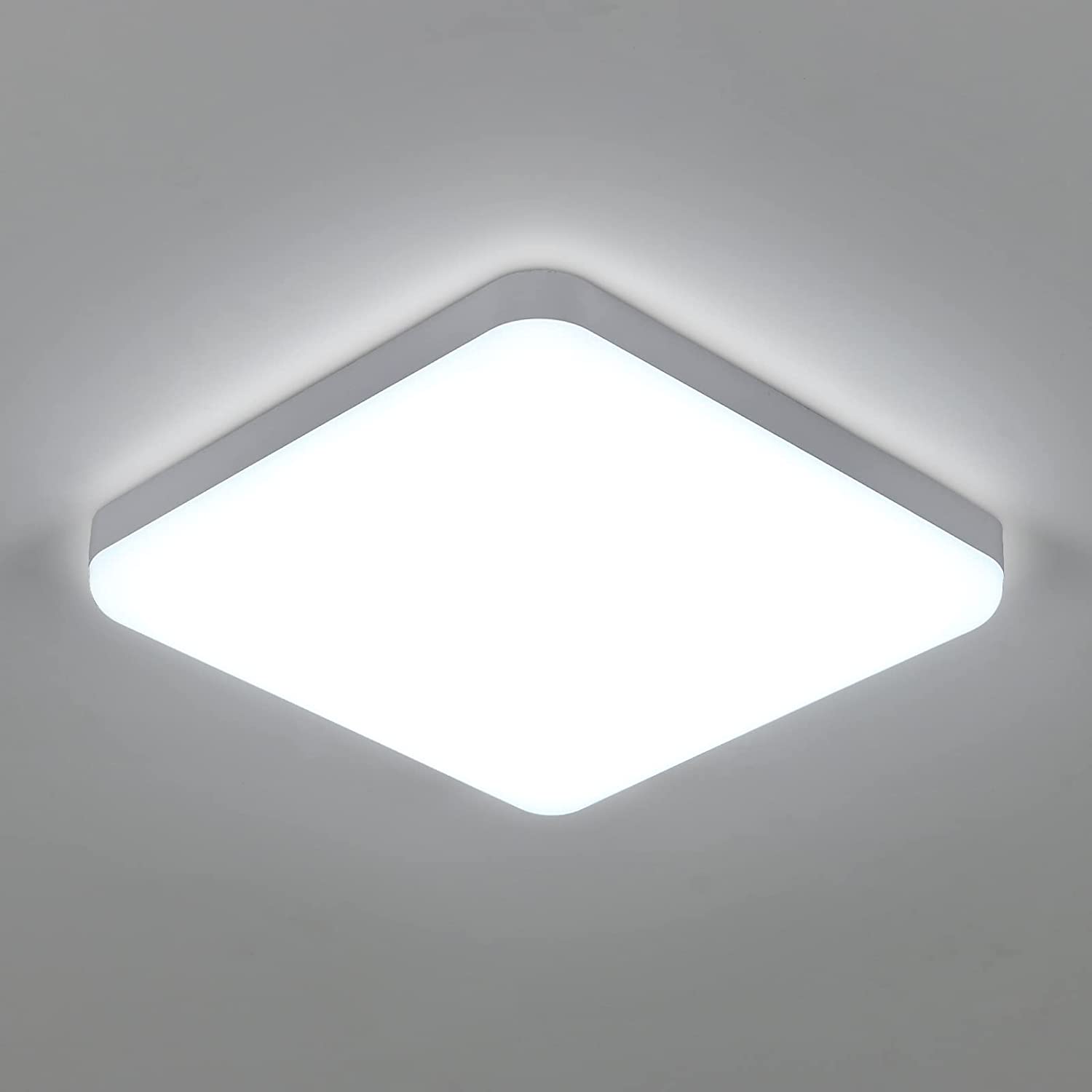 Plafonnier Led Carré 32W, Luminaire Plafonnier Etanche IP54, 3600LM 6500K Blanc Froid