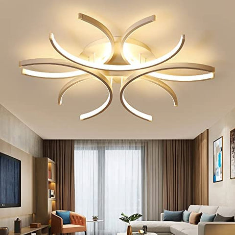 LED Plafonnier , 72W 6400LM Dimmable Télécommande Plafonniers, Pétales Courbes Modernes