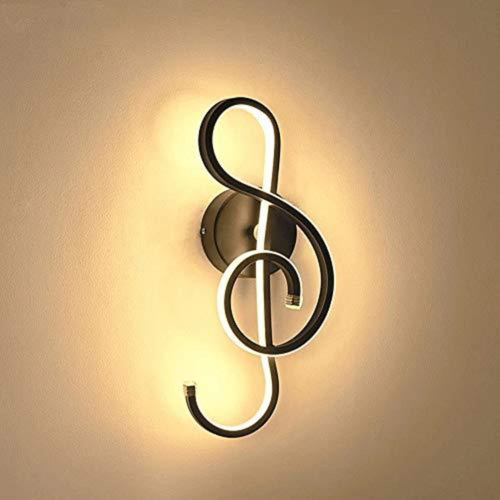 Moderne Applique Murale LED Créatif Lampe Murale Intérieur, Note de musique Forme, 22W LED Bande Minimaliste Aluminium Art Décoration pour Chambre à Coucher, Escaliers, Salon, Café, 3000K Noir