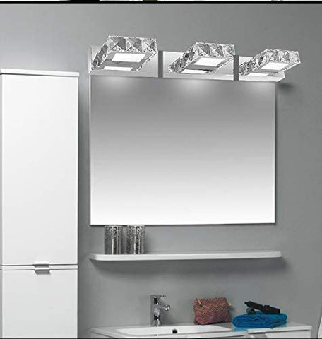 Kinkiet Reflektory Kryształowe lustro LED 3W 5500k Stal nierdzewna Lampa akrylowa IP44 Wodoodporna i przeciwmgielna (srebrna), 16x5cm