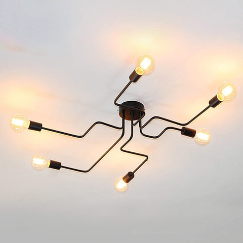 Plafonnier Industriel Noir, E27 Plafonnier Lutres Luminaire en Metal