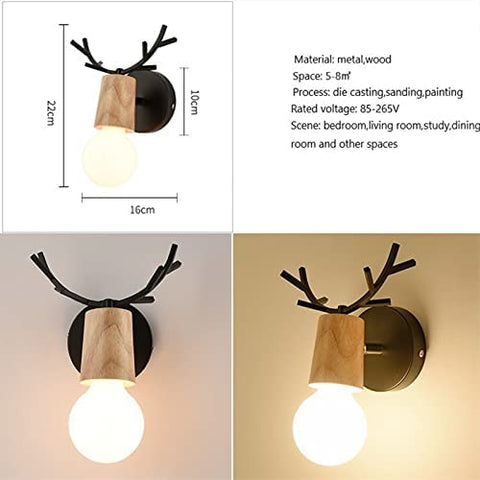 2 szt. Lampa ścienna retro, kreatywny projekt poroża drewniana kinkiet, metalowe oświetlenie ścienne w stylu vintage, regulowane kinkiety wewnętrzne do salonu, sypialni, przedpokoju, nowoczesna dekoracja