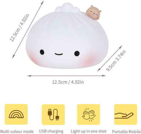Lampka nocna dla dzieci, 7 kolorów LED Light Ładowana lampka nocna LED dla dzieci z USB, Soft Touch Silikonowa lampka nocna, Przenośna urocza lampka nocna dla niemowląt, chłopców i dziewcząt Prezent