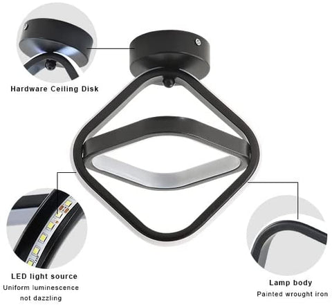 Lampa sufitowa LED 22W, prosta geometryczna oprawa sufitowa, metalowa lampa sufitowa do salonu, sypialni, przedpokoju, białe światło 6000K