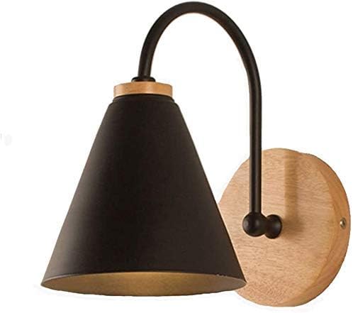 Scandinavische houten nachtkastje wandlamp met 5W E27 lamp warm wit 3000K voor slaapkamer, woonkamer, hal, entree zwart