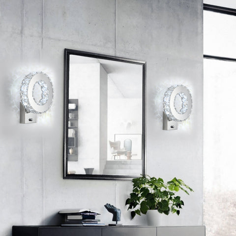 Wewnętrzny kinkiet LED, kryształowy kinkiet, 9W chłodne białe światło 6000K nowoczesny design dekoracja ścienna oprawa oświetleniowa do salonu sypialnia przedpokój łazienka 24x20x10CM