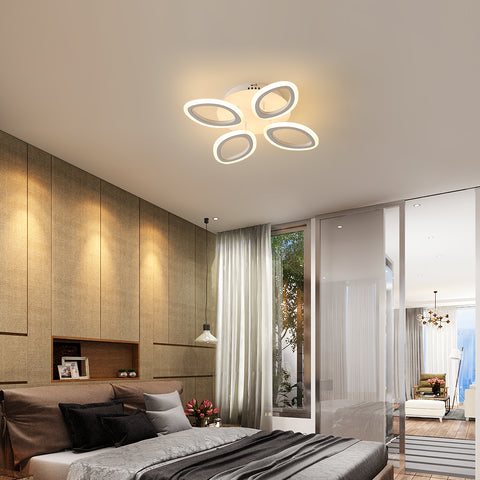 Nowoczesna ściemnialna lampa sufitowa LED 40 W, lampa sufitowa w kształcie kwiatu, żyrandol z płatków metalu akrylowego z pilotem Nadaje się do sypialni, schodów, korytarzy, balkonów i przejść (4 lampy)