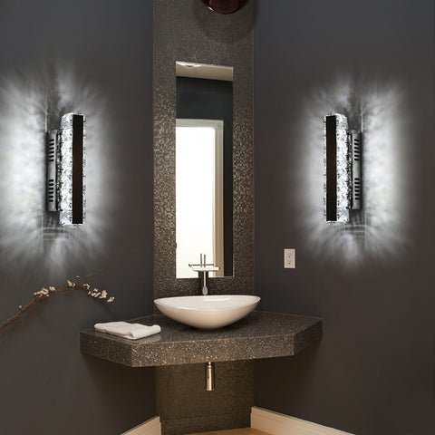 Kinkiet LED, nowoczesny kryształowy kinkiet, liniowy design, 6000K zimne światło oświetlenie wewnętrzne ściany, do łazienki salon sypialnia kuchnia korytarz restauracja