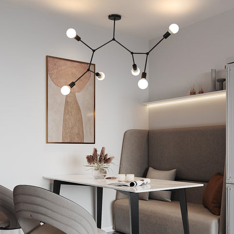 Lampa sufitowa E27, żyrandole z wieloma głowicami, czarne nowoczesne oświetlenie do salonu, sypialni