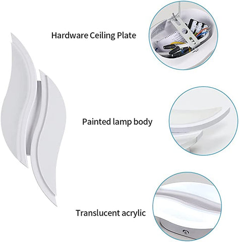 Kinkiet LED do wnętrz, nowoczesny kinkiet 20 W 2300 lm, oświetlenie akrylowe Oprawa ścienna do salonu Sypialnia Schody 6500 K Zimne białe światło białe kolor