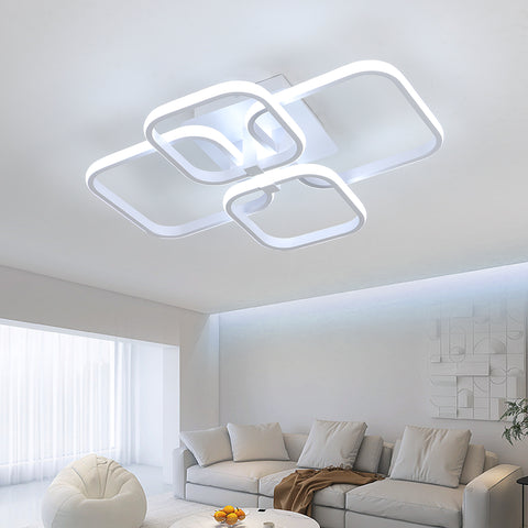 Lampa sufitowa LED, nowoczesna lampa sufitowa do salonu, trójkolorowe światło 3000K, prosta kwadratowa biała oprawa sufitowa do sypialni, pokoju biurowego, 58X46CM