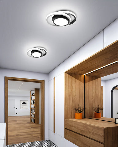 Nowoczesna lampa sufitowa LED, lampa sufitowa z 2 pierścieniami 21 W, biała akrylowa metalowa lampa sufitowa do salonu, gabinet 4500 K