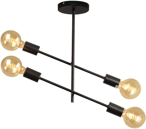 Żyrandol Nordic Sputnik, lampa sufitowa z gałęzią, 4-punktowa lampa sufitowa do montażu wpuszczanego w pomieszczeniu, do salonu, czarna