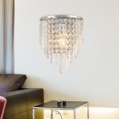 Kryształowa lampa ścienna LED, nowoczesna dekoracja ścienna LED do wnętrz Oprawa ścienna do sypialni, przedpokoju, kuchni, salonu, jadalni, 22cm * 18cm