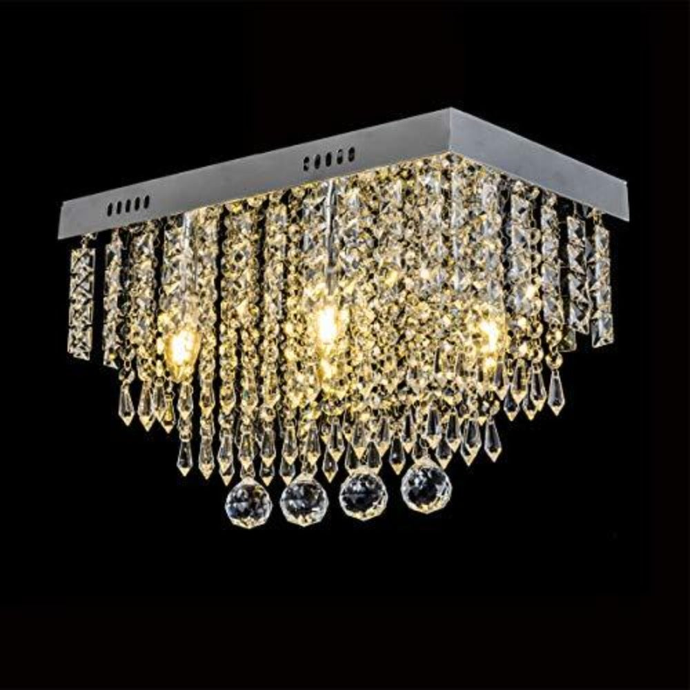 Plafonnier en Cristal, Lumières de Lustre en Cristal, 5 lumières Plafonnier Chrome De Rectangle pour Lustre, Salle à manger, Chambre à Coucher, Salon, Bureau Taille: L45cm W25cm H28cm